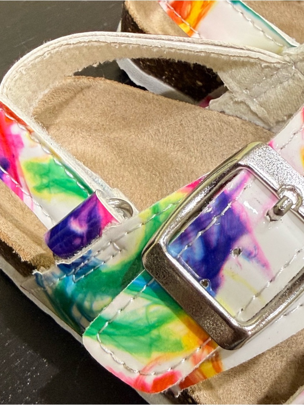 Girls Laura Ashley Rainbow Buckle Cork Sandals Size 7 Toddler Casual Shoes - Picture 3 of 7